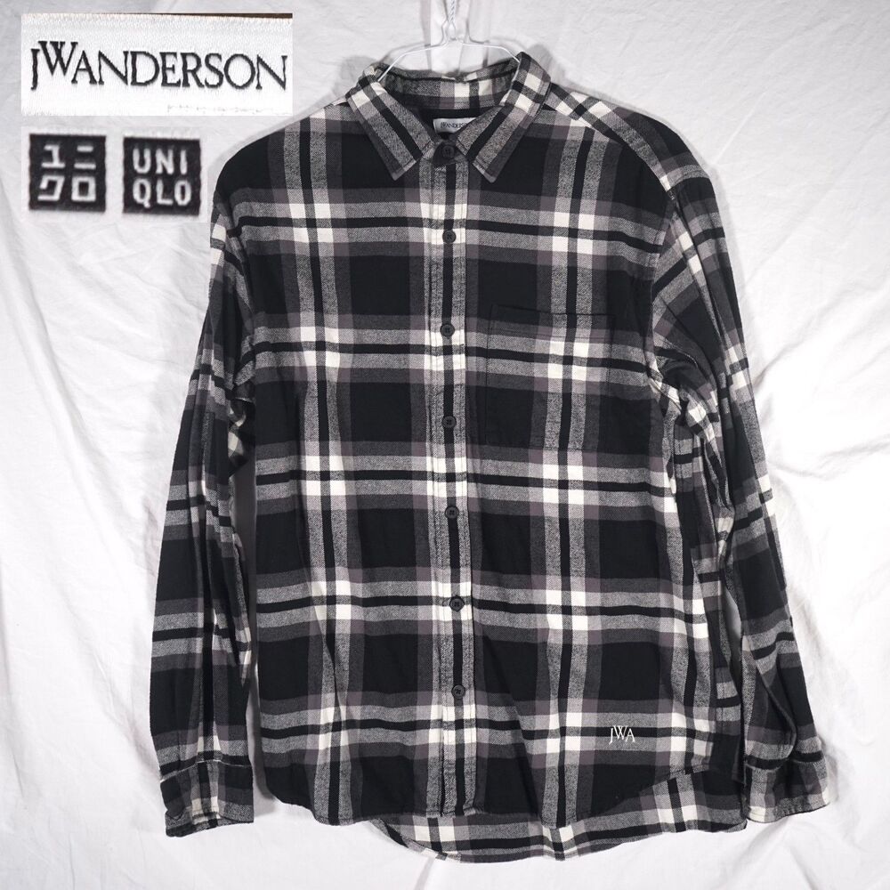 JW Anderson x Uniqlo Plaid Flannel Shirt Black White Medium